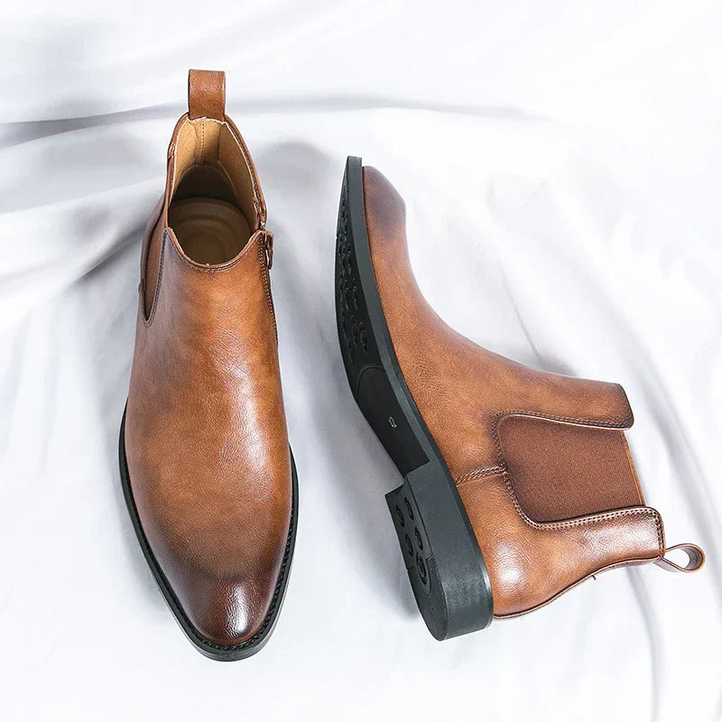 Cooper™  | Chelsea boots i läder med dragkedja