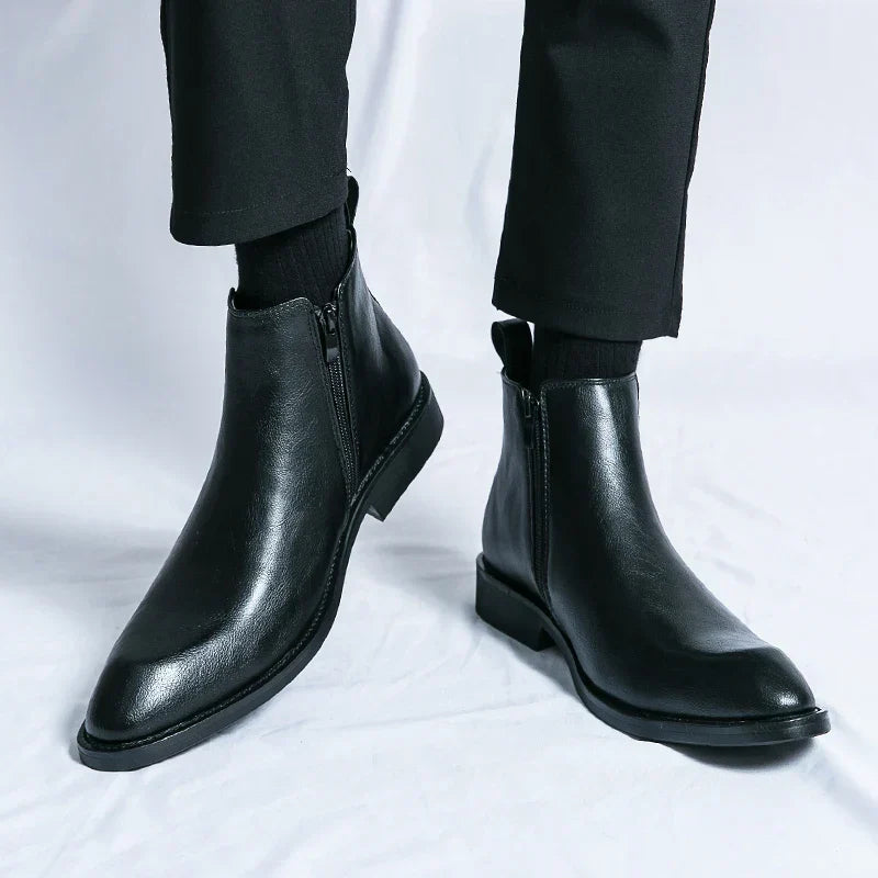 Cooper™  | Chelsea boots i läder med dragkedja