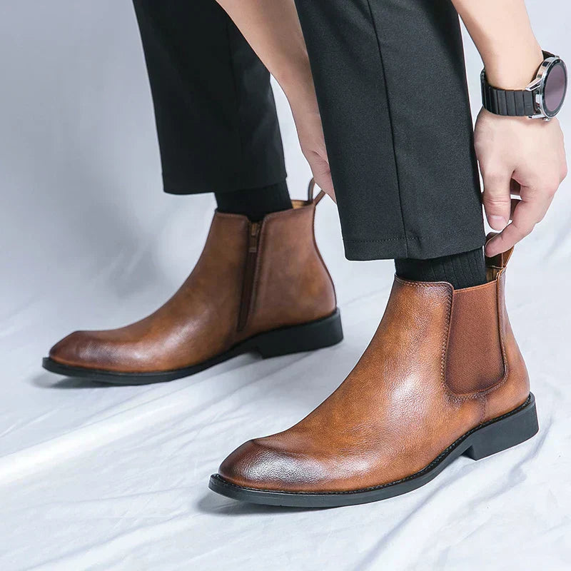 Cooper™  | Chelsea boots i läder med dragkedja