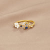 Crystal White Blossom Blue Ring