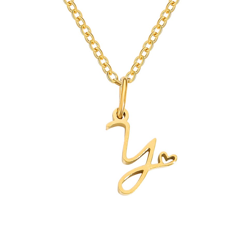 Gold Letter Heart Necklace