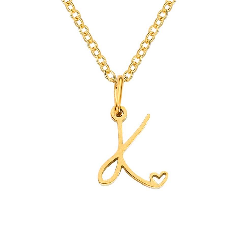 Gold Letter Heart Necklace