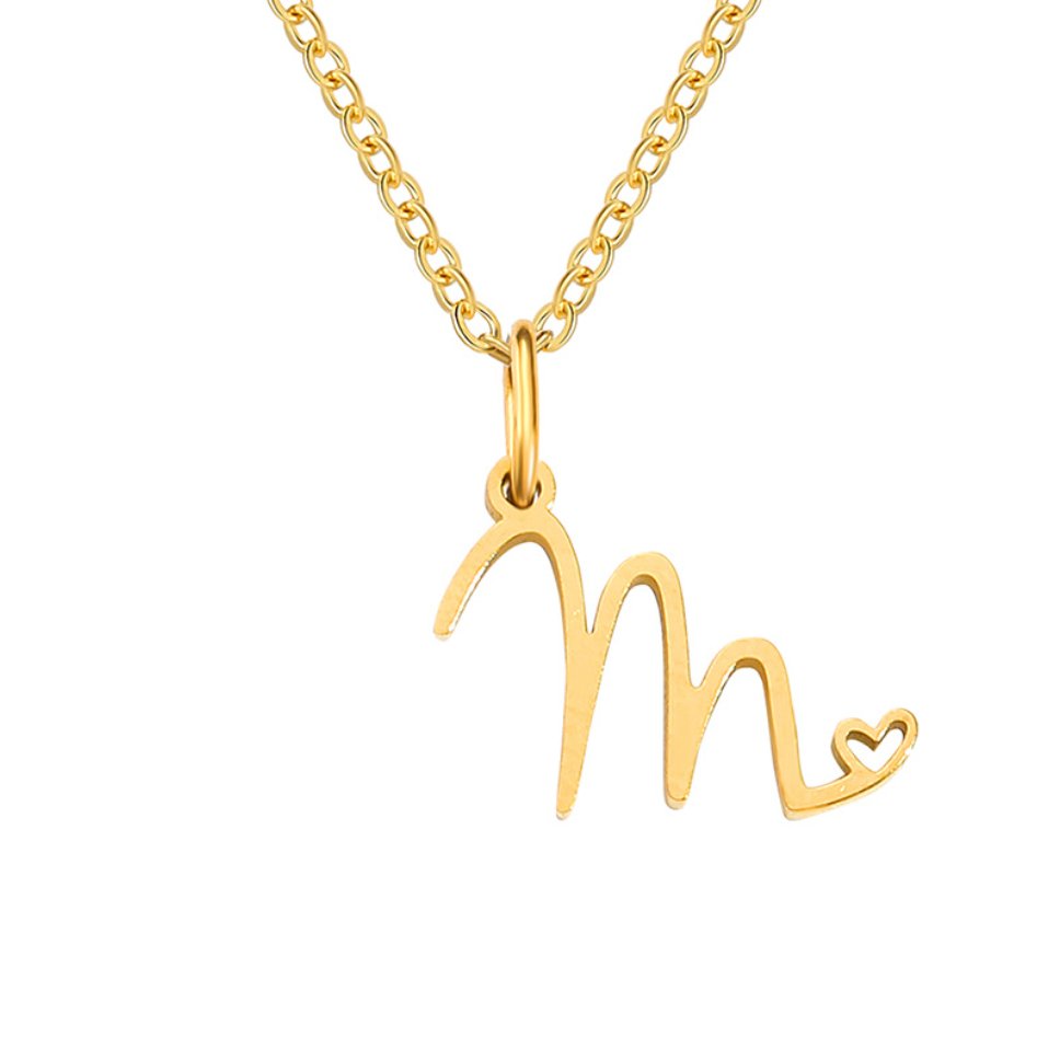 Gold Letter Heart Necklace