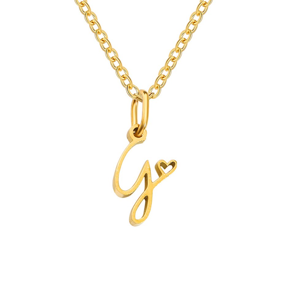 Gold Letter Heart Necklace