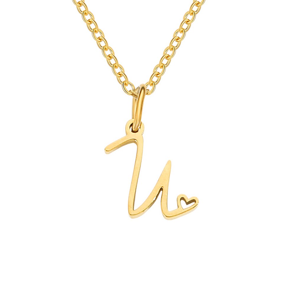 Gold Letter Heart Necklace