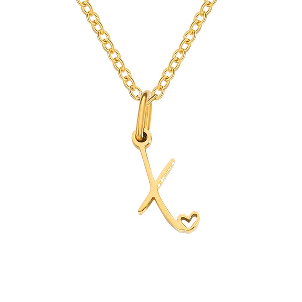 Gold Letter Heart Necklace