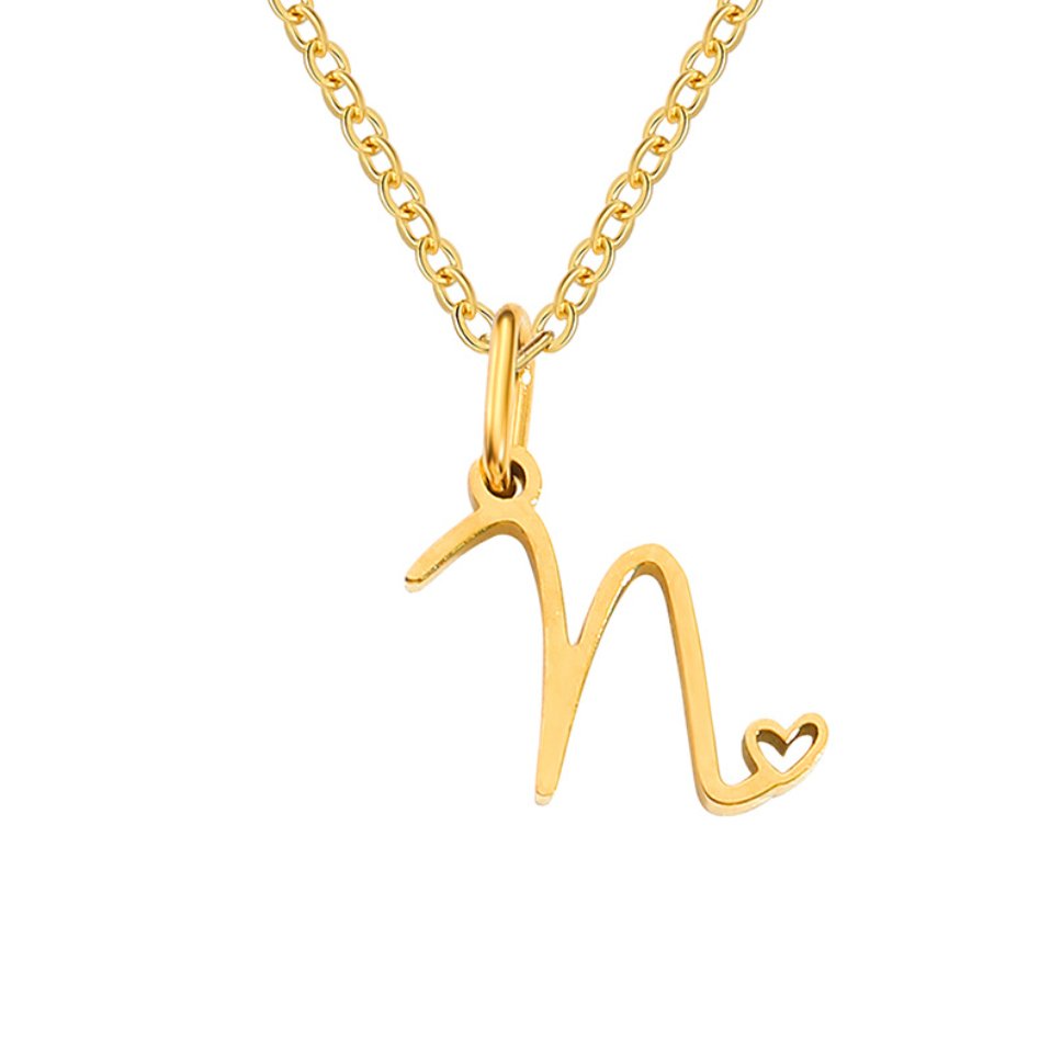 Gold Letter Heart Necklace