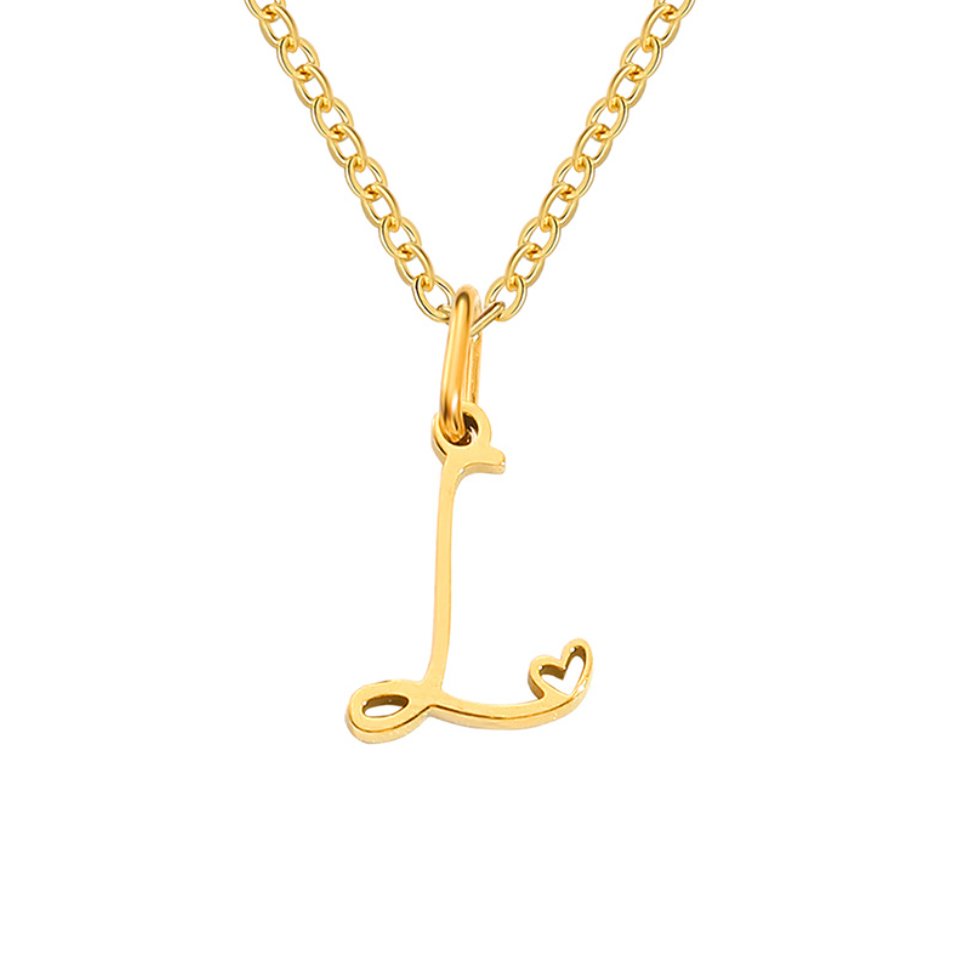 Gold Letter Heart Necklace