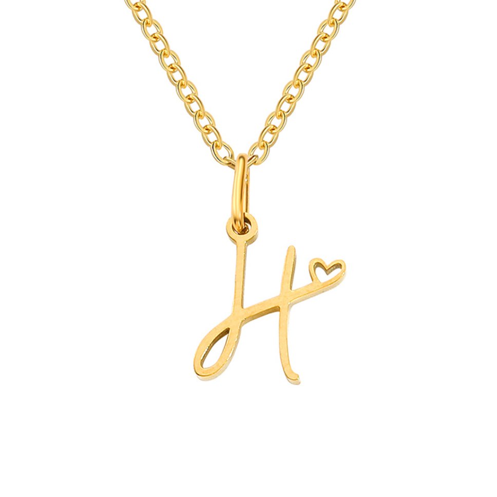 Gold Letter Heart Necklace