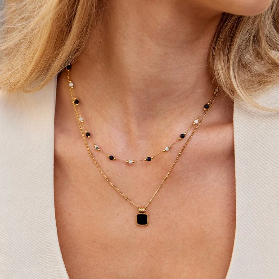 Lucia Black Pendant Necklace