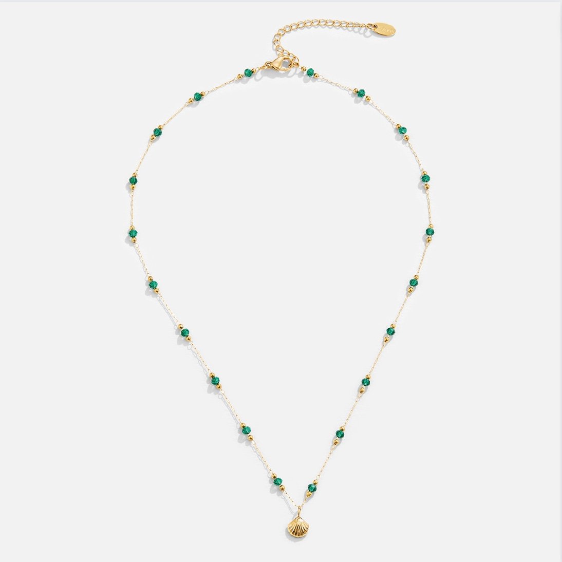 Nerissa Gold Shell & Green Bead Necklace